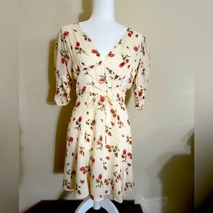 Reformation Steph Lace-Up Floral-Print Crepe Mini Dress size 8